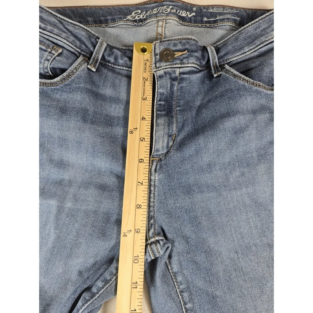 Eddie Bauer Women's Blue Denim Jeans, Size 12, Slightly‎ Curvy Fit, Straight Leg